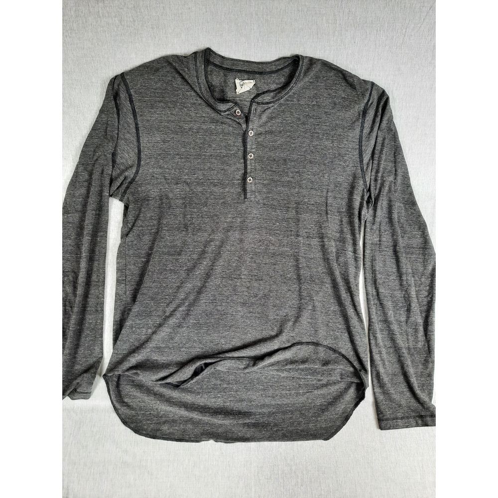 AG Adriano Goldschmied Men Large Stretch Henley Black Blended Material Sweater